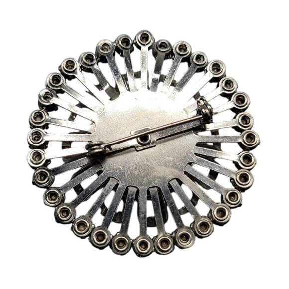 Atomic Starburst Brooch 1950s Unsigned Vintage Prong Set Diamamte Silver Tone - Picture 6 of 6